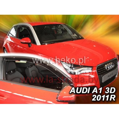 Ветровики бок. стекол Audi A1 (10-18) 3D [10237]