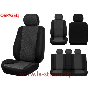 Чехлы сиденья авто. модель. Audi A4 B5 (94-01) (AirBag) {Ткань, черный} (спинка 40/60, сиден.цельн., 4 подг., бочки, задн.подл. - молния) 