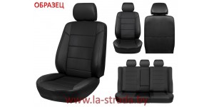 Чехлы сиденья авто. модель. Audi A4 B5 (94-01) (AirBag) {Экокожа, черный} (спинка 40/60, сиден.цельн., 4 подг., бочки, задн.подл. - молния) 