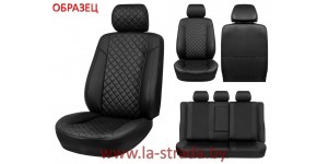 Чехлы сиденья авто. модель. Audi 80 B3 (87-91) Sedan {Экокожа, черный + вставка РОМБ} (спинка и сиденье цельное, подг.2, подл.зад1, горбы)
